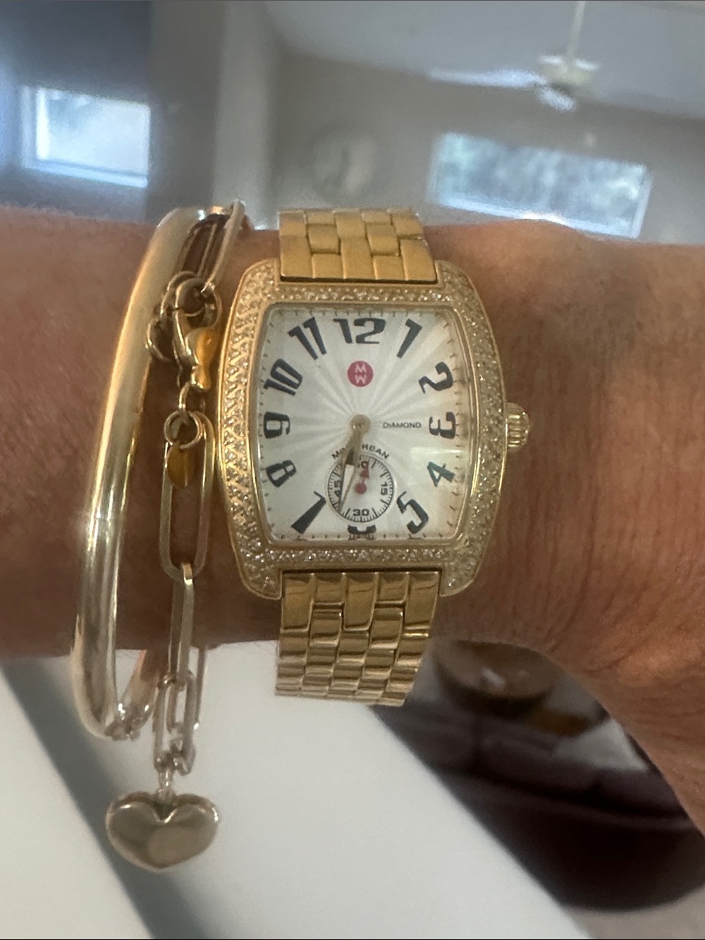 Michele gold & diamond mini urban watch